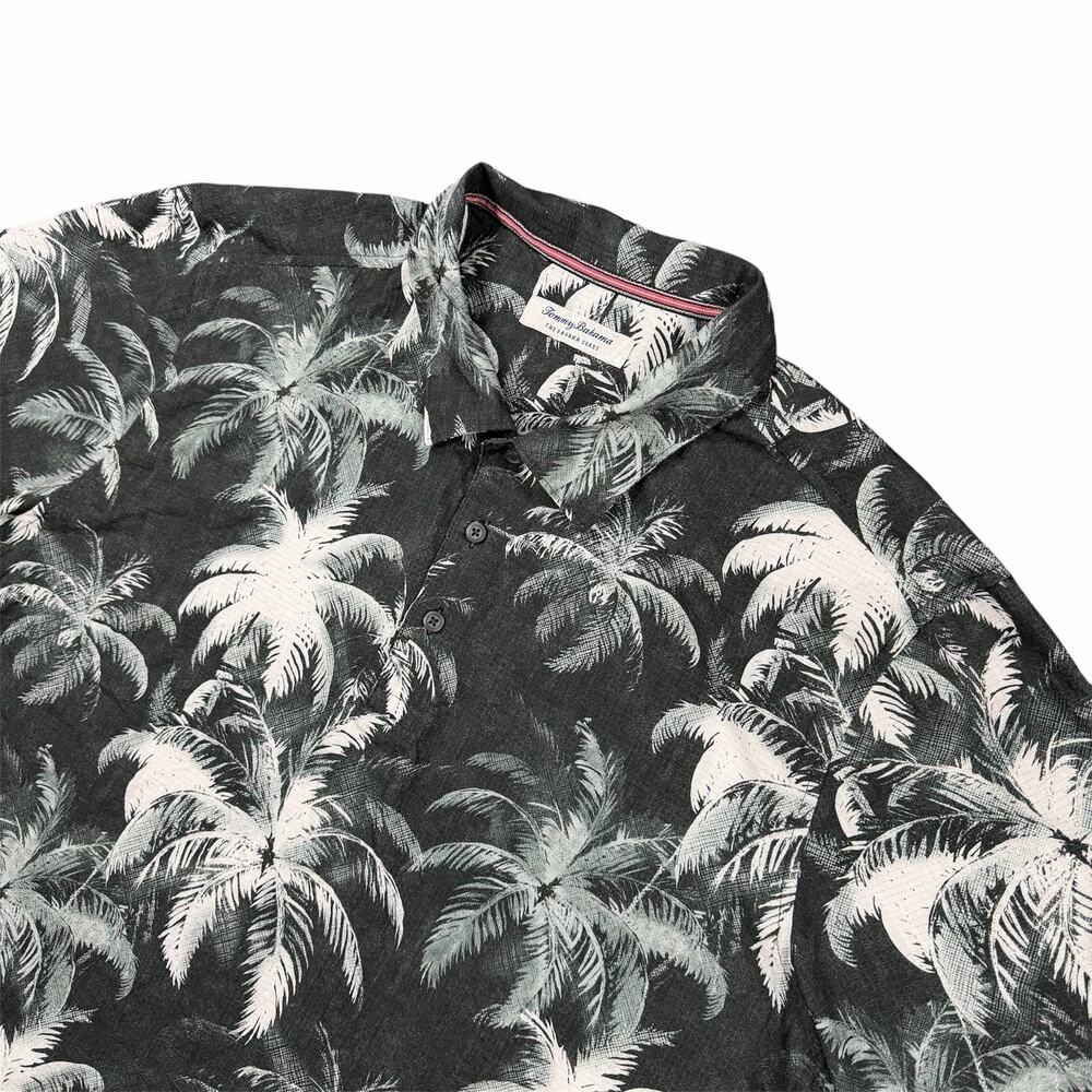 Tommy Bahama The Bahama Coast Palm Tree Print Polo Shirt Men’s XL Green Black